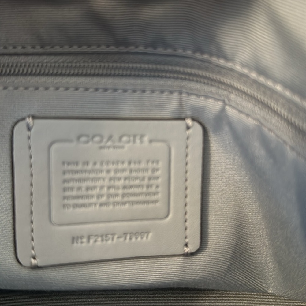 Coach 100% Leather Handbag Denim Blue Color Worn Twice Excellent Condition - Picture 12 of 14